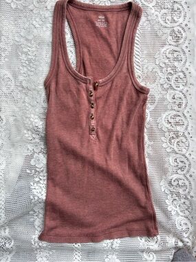 Aerie Henley Tank Top - Dusty Rose